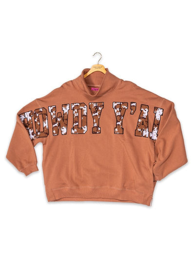 Howdy Mock Neck Crew - One Size - Simply Southern