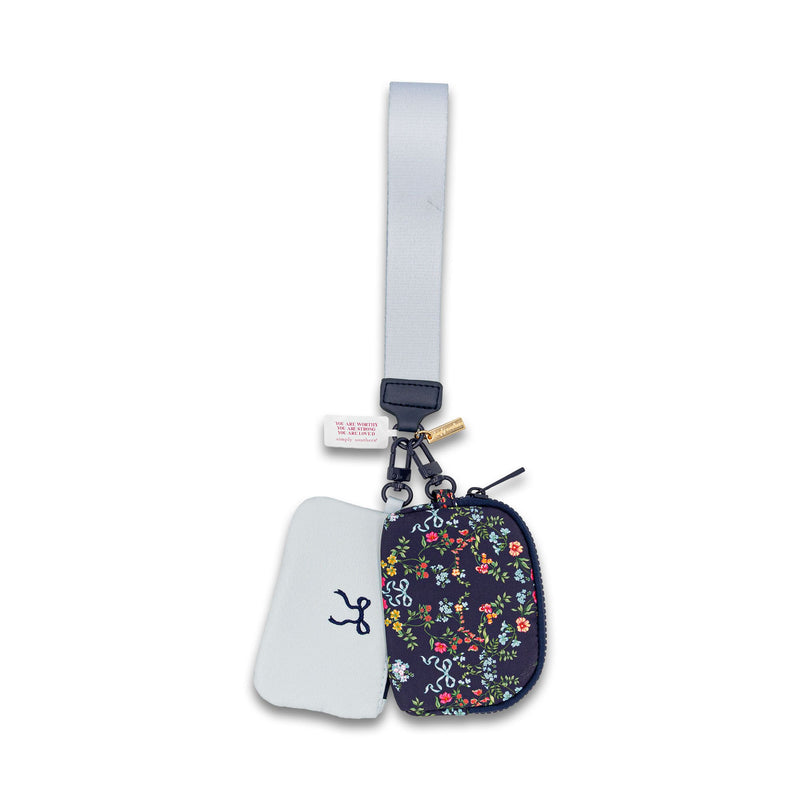 Navy Flower ID Coin Wristlet - Simply Southern