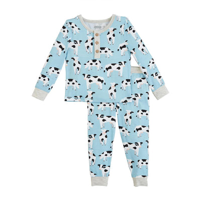 Blue Cow Pajama Set - Mud Pie