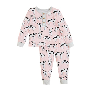 Pink Cow Pajama Set - Mud Pie