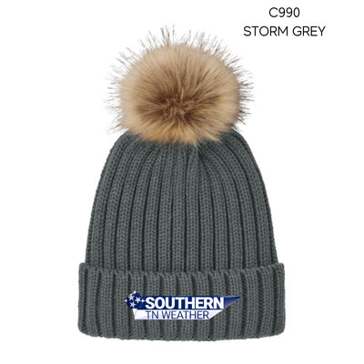Southern TN Weather - Faux Fur Pom Beanie - Embroidered