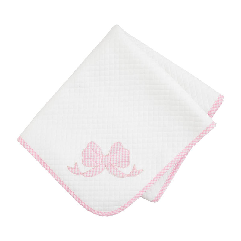 Pink Bow Quilted Blanket - Mud Pie