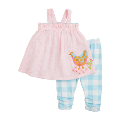 Chicken Tunic & Check Capri Set - Mud Pie