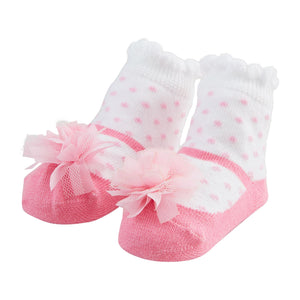 Pink Puff Mary Jane Socks - Mud Pie