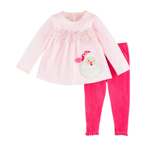 Pink Santa Tunic & Legging Set - Mud Pie