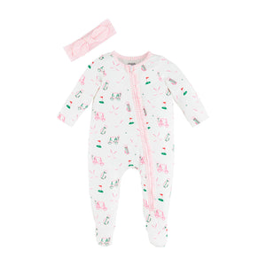 Pink Golf Sleeper & Headband Set - Mud Pie