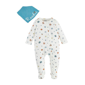 Sports Print Sleeper and Bib Set - Mud Pie