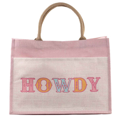 Howdy Friends Jute Pocket Tote - Royal Standard