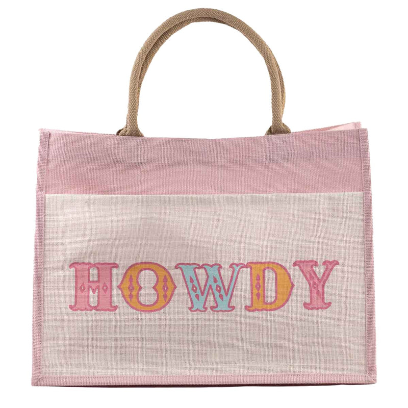 Howdy Friends Jute Pocket Tote - Royal Standard