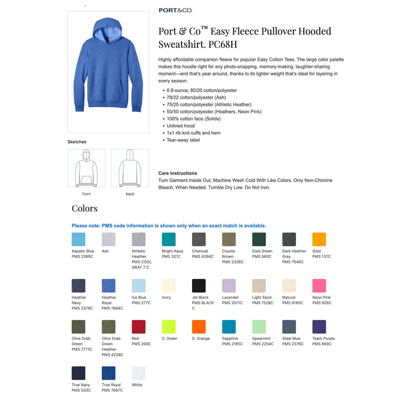 MTPS Port&Co Easy Fleece Hoodie- Printed