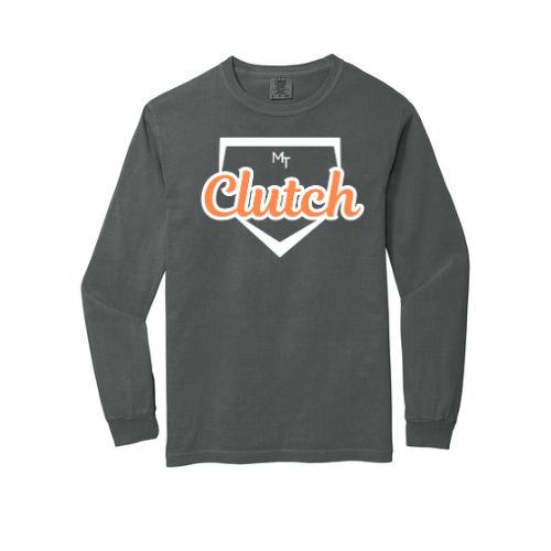 Clutch Softball Printed Long Sleeve Comfort Color - Pepper (Click for More Logo Options)
