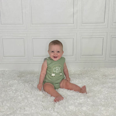 Sage Green Vintage Diaper Set - Personalized