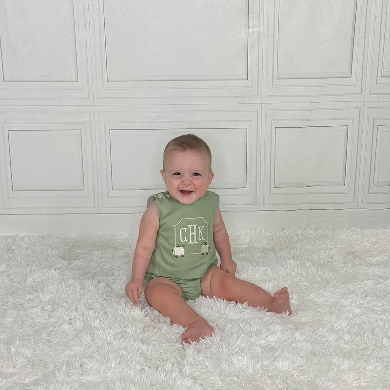 Sage Green Vintage Diaper Set - Personalized