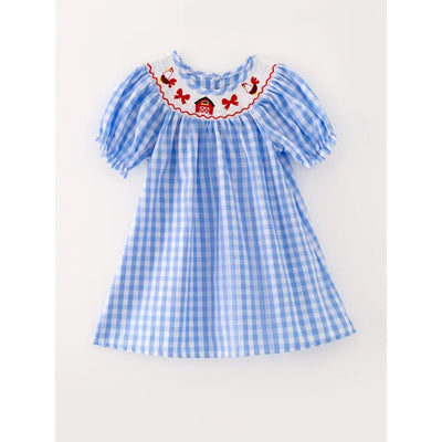 Chicken Farm Smocking Embroidered Girls Dress