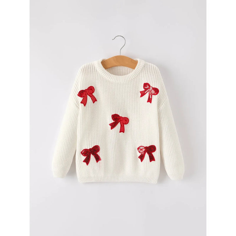 Bow Sequins Sweater - Kids