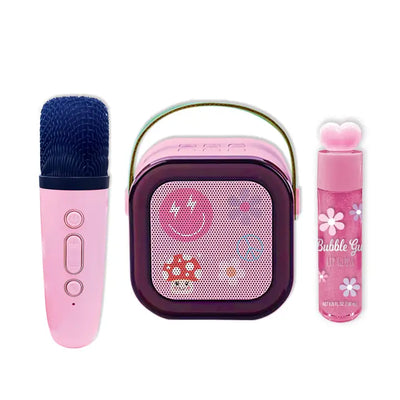 LED Wireless – Mini Microphone, Speaker & Lip Gloss – Kids with Smiley - Hot Focus