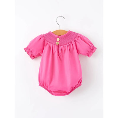 Girls Bow Smocked Bubble