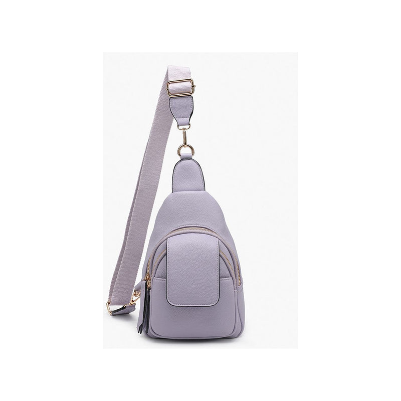 Sophia Sling Bag w/ Flapover Pocket Light Purple - Monogrammable