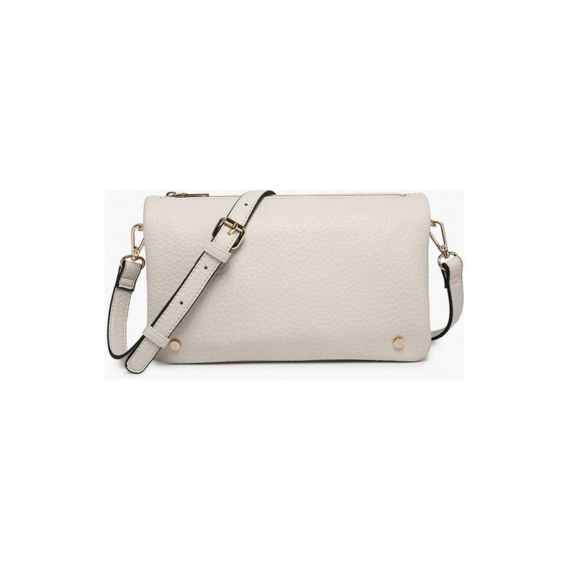 Phiona Studded Flapover Crossbody Off White - Monogrammable