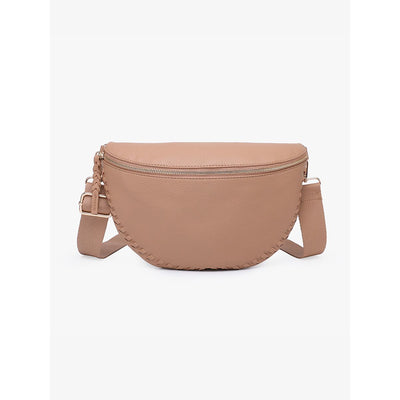 Janae Whipstitch Crossbody/Sling Bag w/ Detailed Strap Taupe - Monogrammable