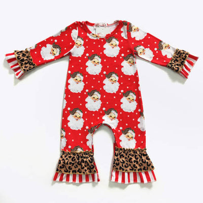 Leopard Tier Santa Baby Romper