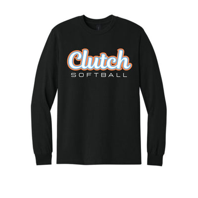 Clutch Softball Printed Gildan Long Sleeve - Black (Click for More Logo Options)