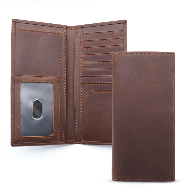 Genuine Leather Bifold Wallet Long Wallets For Men Women