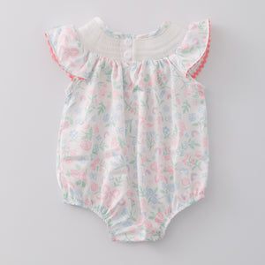 Cottontail Coquette Smocked Baby Romper - Clover Cottage