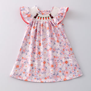 Carrot Patch Smocked Girls Dress - Clover Cottage