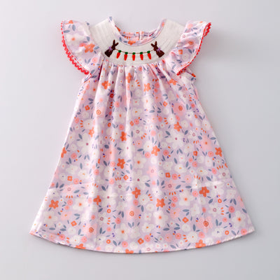 Carrot Patch Smocked Girls Dress - Clover Cottage