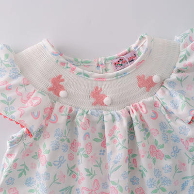 Cottontail Coquette Smocked Girls Dress - Clover Cottage