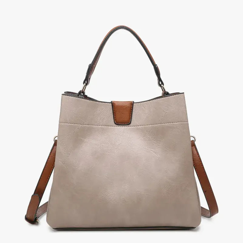 Tati Monogrammable Satchel w/ Shoulder Strap Warm Grey - Jen & Co