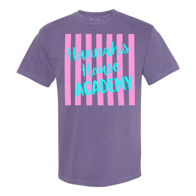 Striped Hannah's House Academy - Comfort Color TShirt- Grape