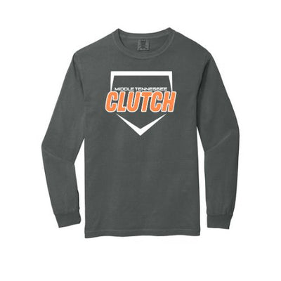 Clutch Softball Printed Long Sleeve Comfort Color - Pepper (Click for More Logo Options)