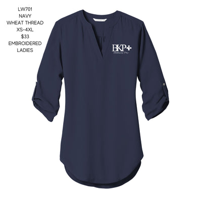 BKP Port Authority 3/4 Sleeve Tunic Blouse - Navy LW701