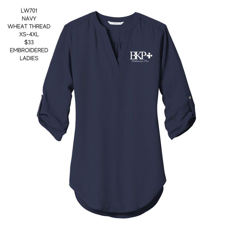 BKP Port Authority 3/4 Sleeve Tunic Blouse - Navy LW701