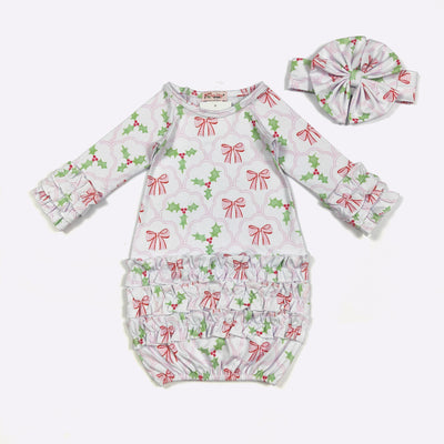 Bows & Mistletoes Gown & Bow Set – Clover Cottage
