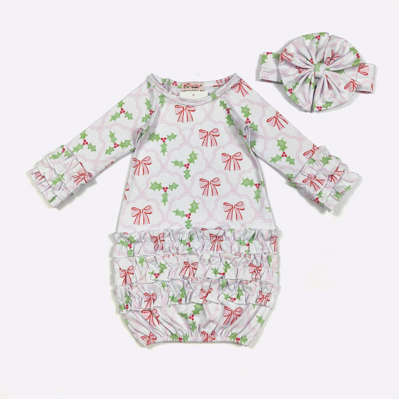 Bows & Mistletoes Gown & Bow Set – Clover Cottage