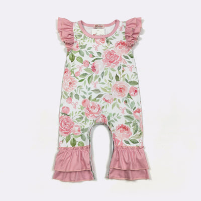 Pink Rose Blossom Baby Romper - Clover Cottage