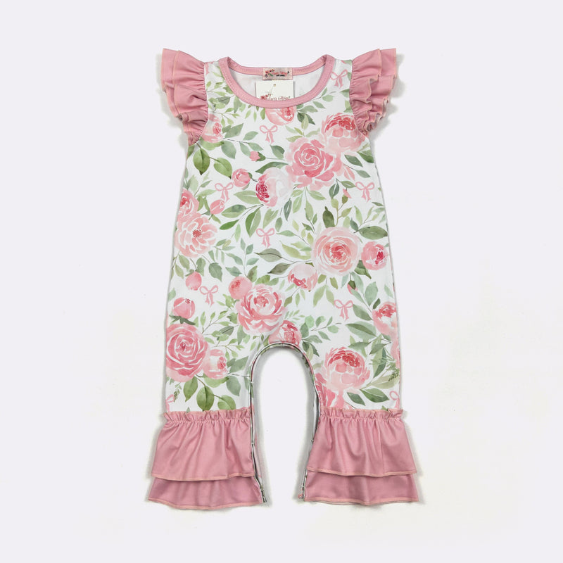 Pink Rose Blossom Baby Romper - Clover Cottage