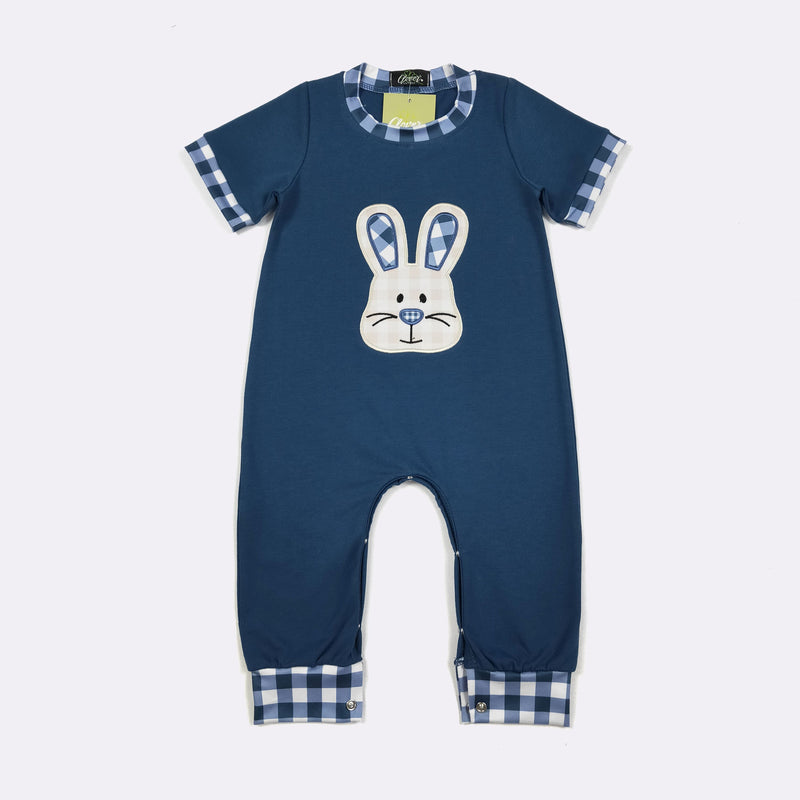 Gingham Bunny Boy Romper - Clover Cottage