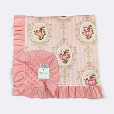 Pink Portrait Ruffle Minky Blanket - Clover Cottage
