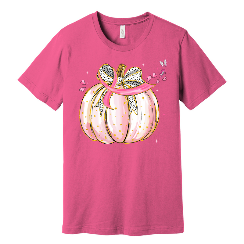 Pink Floral Pumpkin Tee – Breast Cancer Awareness | Bella+Canvas