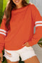 Orange Varsity Striped Detail Drop Shoulder Oversized Sweatshirt