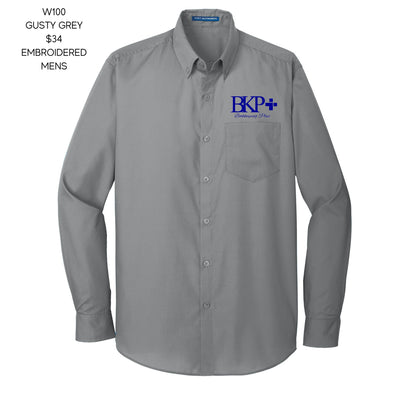 BKP GUSY GREY W100 MEN'S Port Authority® Long Sleeve Carefree Poplin Shirt
