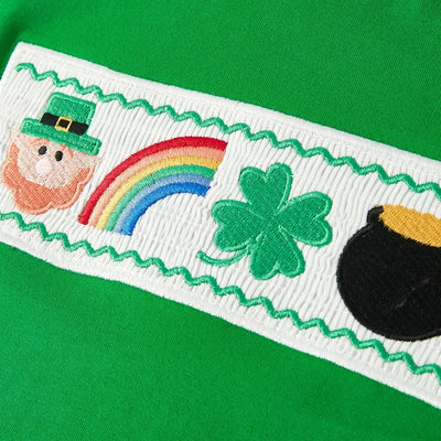 St. Patrick's Day Smocking Embroidered Plaid Outfit Set