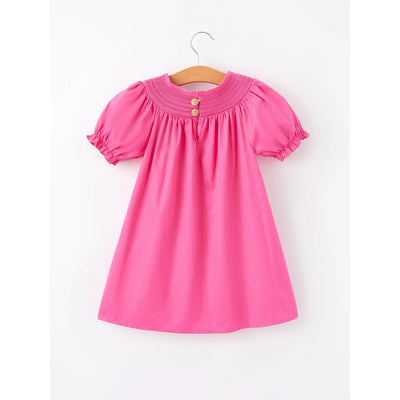 Girls Bow Smocked Dress