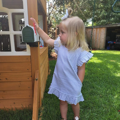 Gray & White Striped Pocket Dress with Matching Shorts - Monogrammable