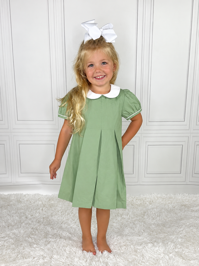Sage Green Peter Pan Collar Dress - Personalized
