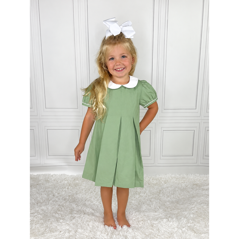 Sage Green Peter Pan Collar Dress - Personalized
